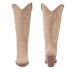 Women's Extra Wide Calf Cowboy Knee High Boots，Wide Width Cowgirl Boots Chunky Pump Heel Plus Size Western Tall Boots.