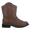 Womens Chunk Rider Embroidery Round Toe Casual Boots Ankle Low Heel 1-2" - Brown