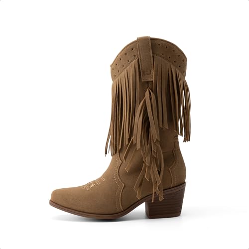 Girls Cowboy Boots with Tassel Fringe Cowgirl Boots Kids Western Boots Stylish & Comfortable