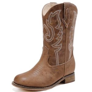 Girls Cowgirl Boots Unisex-Child Mid Calf Glitter Toddler Cowboy Boot Little Big Kids Western Riding Shoes