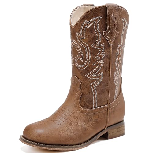 Girls Cowgirl Boots Unisex-Child Mid Calf Glitter Toddler Cowboy Boot Little Big Kids Western Riding Shoes