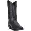 Mens Hawk Embroidered Snip Toe Casual Boots Mid Calf - Black
