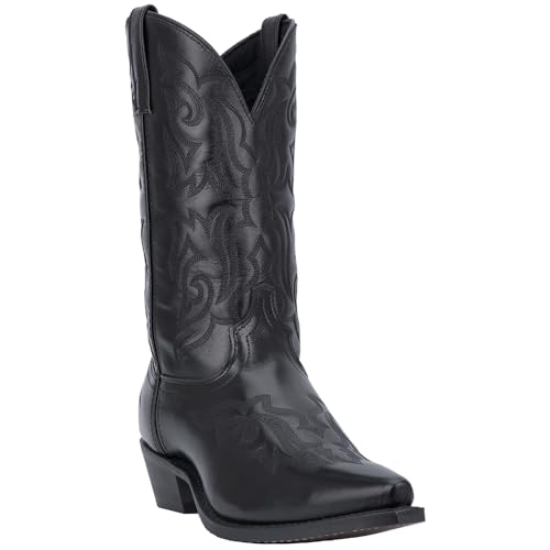Mens Hawk Embroidered Snip Toe Casual Boots Mid Calf - Black