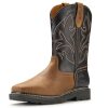 10" Cowboy Boots - Men’s Square Toe Work Boot,Pull On Leather Western Boots,Durable Classic Slip Resistant Soft Toe Wellington