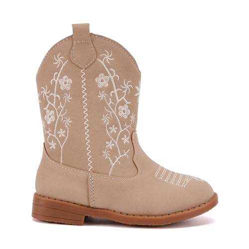 Toddler Girls Cowboy Cowgirl Boots Little Kids Pointed Toe Western Boots Mid Calf Side Zipper Riding Shoes for All Seasons