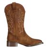 Women's Cowboy Cowgirl Boots Western Wide Square Toe Wide Calf Boots Brown