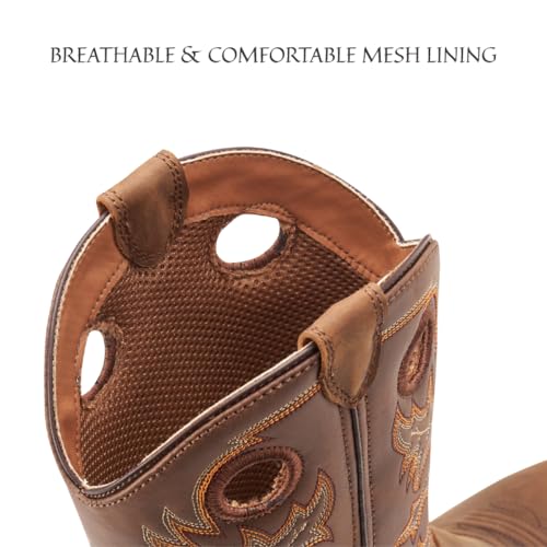 Western Boots For Men - Mens Square Toe Cowboy Boot, Oil/Slip Resistant, Durable Fashionable Classic Pull on 10 Inch Mid-Calf
