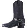Mens Suiter Embroidered Round Toe Pull On Casual Boots Mid Calf - Black