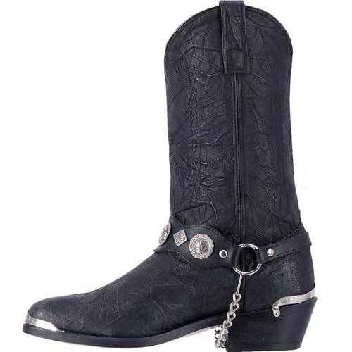 Mens Suiter Embroidered Round Toe Pull On Casual Boots Mid Calf - Black