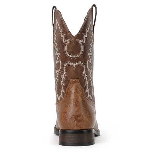 Cowboy Boots for Men Square Toe Western Classic Embroidered Slip on Chunky Heel Men's Boots