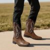 Cowboy Boots for Men Square Toe Western Classic Embroidered Slip on Chunky Heel Men's Boots