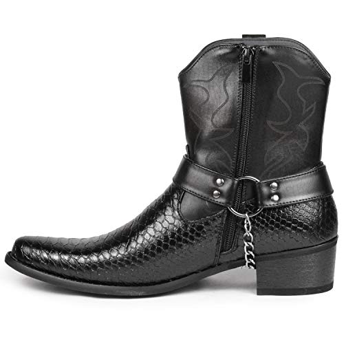 Diego-01 Men's Belt Buckle Chain Strap Western Cowboy Boots