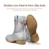 Toddler Cowboy Boots Cowgirl Boots for Girls Little Kids Western Booties with Side Zipper Round Toe Horse Riding Shoes with