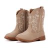 Toddler Girls Cowboy Cowgirl Boots Little Kids Pointed Toe Western Boots Mid Calf Side Zipper Riding Shoes for All Seasons
