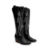 41IlFubCVzL.jpg Womens Cowboy Knee High Boots Comfortable Pull On Side Zipper Chunky Heel Embroidered Western Cowgirl Boots Retro Tall Boot