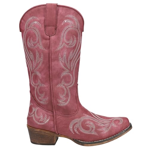 Women’s Riley Western Boot – 12” Shaft – Vintage Cowgirl Boots, Snip Toe Cowboy Boots for Women, Flexible Outsole & Cushioned