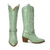 41K1NajQoL.jpg Cowboy Boots for Women with Chain, Pointy Toe Chunky Heel Women's Riding Boots with Embroidered, Pull on Style Western Boots,