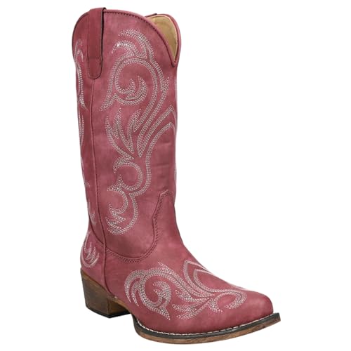 Women’s Riley Western Boot – 12” Shaft – Vintage Cowgirl Boots, Snip Toe Cowboy Boots for Women, Flexible Outsole & Cushioned