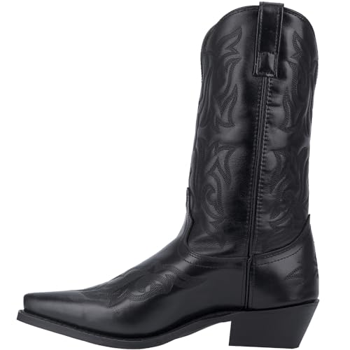 Mens Hawk Embroidered Snip Toe Casual Boots Mid Calf - Black