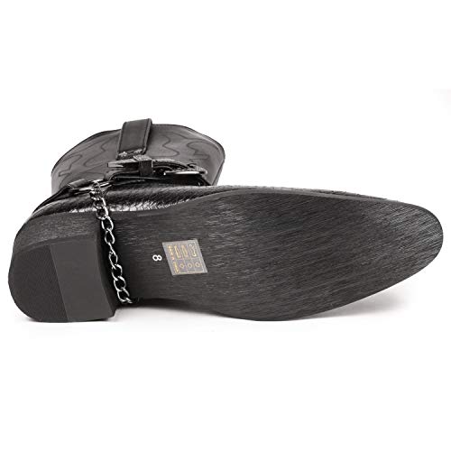 Diego-01 Men's Belt Buckle Chain Strap Western Cowboy Boots