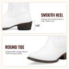 Women's Cowboy Boots, Western Cowgirl Mid-Calf Pull on Round Toe Embroidered Country Boots with Inside Zipper
