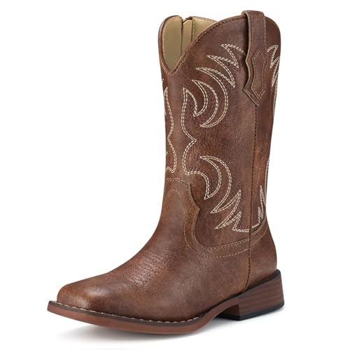 Kids Cowboy Boots Girls Cowgirl Boots Square Toe Boys Western Boots for Toddler/Little Kid/Big Kid