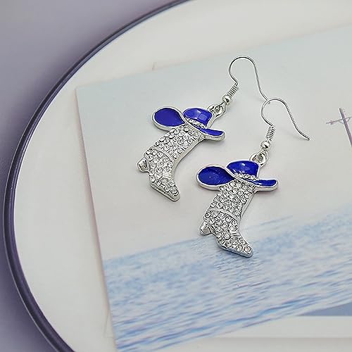 Rhinestone Western Boots Earrings Cowgirl Cowboy Enamel Hat Bohemian Rodeo Boot Drop Dangle Earrings for Women