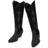 41SHYgBXK2L.jpg Women's Rhinestone Cowboy Boots Mid Calf Cowgirl Boots Pointed Toe Chunky Heel Sparkly Western Boot with Pull On Tabs