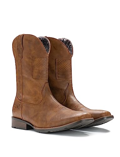41SghhldiL.jpg Cowboy Boots For Men Wide Western Boot Traditional American Flag Retro Square Toe Country Work Boots