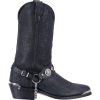 Mens Suiter Embroidered Round Toe Pull On Casual Boots Mid Calf - Black