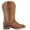 Women's Extra Wide Calf Cowboy Boots Square Toe – Pull-On Western Boots for Thick Calves, Stretch Comfort & Removable Insole,