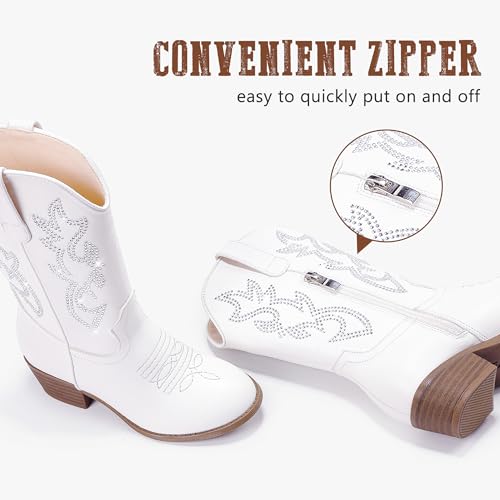 Cowboy Boots for Girls - Pointed Toe Kids Cowgirl Boots - Mid Calf Western Youth Boots for Toddler to Big Kids - Horse Riding &