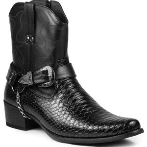 Diego-01 Men's Belt Buckle Chain Strap Western Cowboy Boots