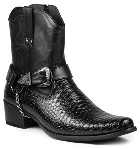 Diego-01 Men's Belt Buckle Chain Strap Western Cowboy Boots