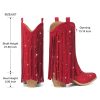 Rhinestone Cowboy Boots for Women, Sparkly Cowgirl Boots with Pointed Toe, Fringe Womens Western Boots Chunky Heel for Concert