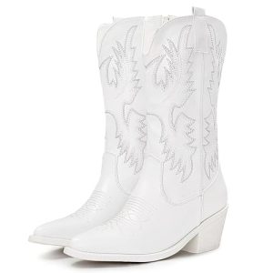Cowboy Boots For Women Western Cowgirl Boots Pull On Pointy Toe Mid Calf