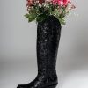 Womens Cowboy Boots Embossed Knee High Western Boots Pointed Toe Comfortable Chunky Heel Pull on Riding Cowgirl Boots