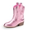 Girls Cowgirl Boots Cowboy Boots with Low Heel Western Embroidered Fashion Mid Calf Shoes for Toddler/Little Kid/Big Kid