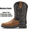 10" Cowboy Boots - Men’s Square Toe Work Boot,Pull On Leather Western Boots,Durable Classic Slip Resistant Soft Toe Wellington