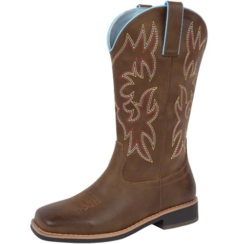 41gWRQtCoeL.jpg Wide Width Cowboy Boots for Women Square Toe Cowgirl Boots Wide Calf