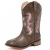 Kids Cowgirl Boots for Girls Western Square Toe Girls Sparkle Boots Zipper Mid Calf Low Heel Horse Riding for Toddler Little Big