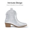 Girls Cowgirl Cowboy Rhinestone Boots Ankle Low Heel Dress Booties