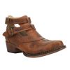 Womens Willa Embroidery Snip Toe Casual Boots Ankle Low Heel 1-2" - Brown