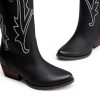 41lektOEJZL.jpg Womens Cowboy Knee High Boots Comfortable Pull On Side Zipper Chunky Heel Embroidered Western Cowgirl Boots Retro Tall Boot
