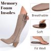 Women's Slouchy Knee High Boots with Chunky Heel, Pointed Toe, Comfortable and Fashionable Fall Winter Boots for Women.
