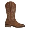 Womens Square Toe Cowgirl Cowboy Boots Mid Calf with Chunky Heel Retro Embroidery Western Boots