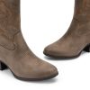 Cowboy Boots for Women, Mid Calf Cowgirl Boots with Embroidery Round Toe Western Chunky Low Heel Shoes