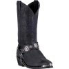Mens Suiter Embroidered Round Toe Pull On Casual Boots Mid Calf - Black