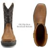 10" Cowboy Boots - Men’s Square Toe Work Boot,Pull On Leather Western Boots,Durable Classic Slip Resistant Soft Toe Wellington
