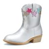 Toddler Cowboy Boots Cowgirl Boots for Girls Little Kids Western Booties with Side Zipper Round Toe Horse Riding Shoes with